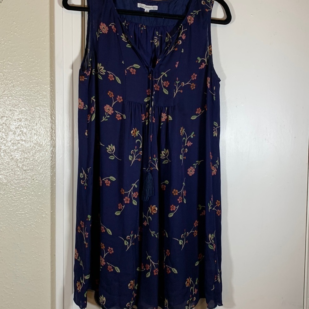 Love Johnny Was Silk Floral Tunic Dress with Tassels, S